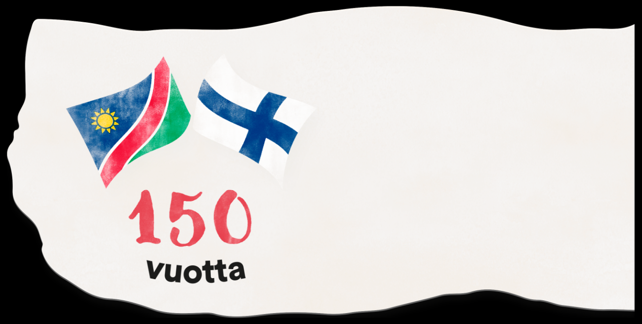 Logo: Suomen Lähetysseura Namibiassa 150 vuotta