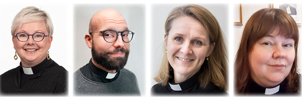 Papit Annemari Siistonen (vas.), Miika Mäkinen, Kirsi Pohjola ja Eeva-Kaisa Rossi